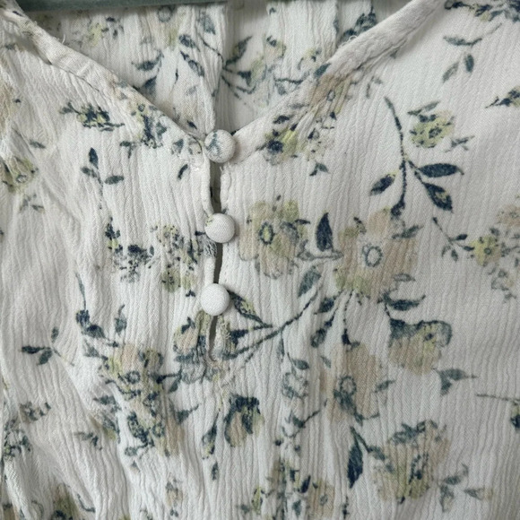 Wallflower Floral Peasant Crop Top Button Down Long Sleeve Blouse - Picture 2 of 4